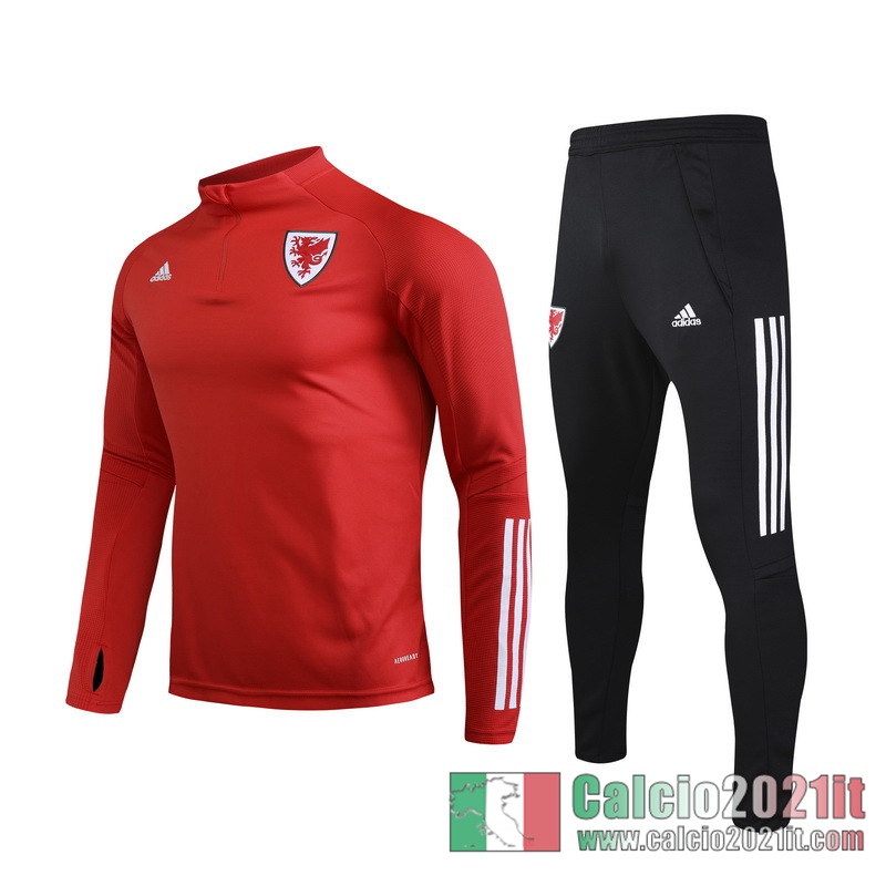 Galles Tuta Calcio Bambini rosso Cerniera corta 2020 2021 TK10