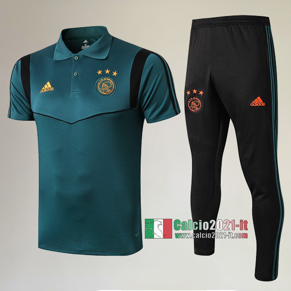 La Nuove Kit Maglietta Polo Ajax Amsterdam Manica Corta + Pantaloni Verde 2019/2020 :Calcio2021-it