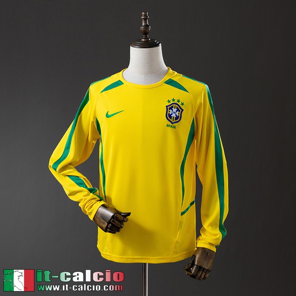 Retro Maglie Calcio Brasile Prima Uomo Manga Larga 2002 FG1115