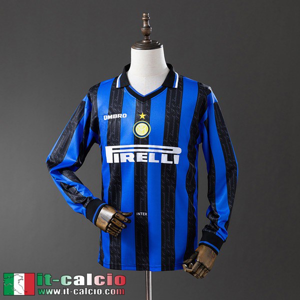 Retro Maglie Calcio Inter Milan Prima Uomo Manga Larga 97 98 FG1139