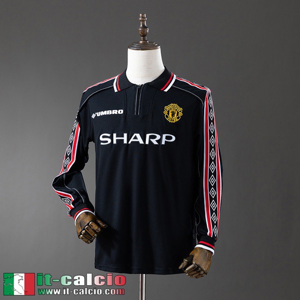 Retro Maglie Calcio Manchester United Uomo Manga Larga 1998 99 FG847