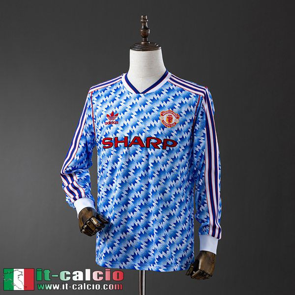 Retro Maglie Calcio Manchester United Seconda Uomo Manga Larga 90 92 FG851