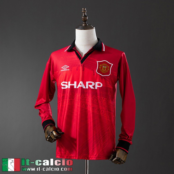 Retro Maglie Calcio Manchester United Prima Uomo Manga Larga 1994 96 FG852