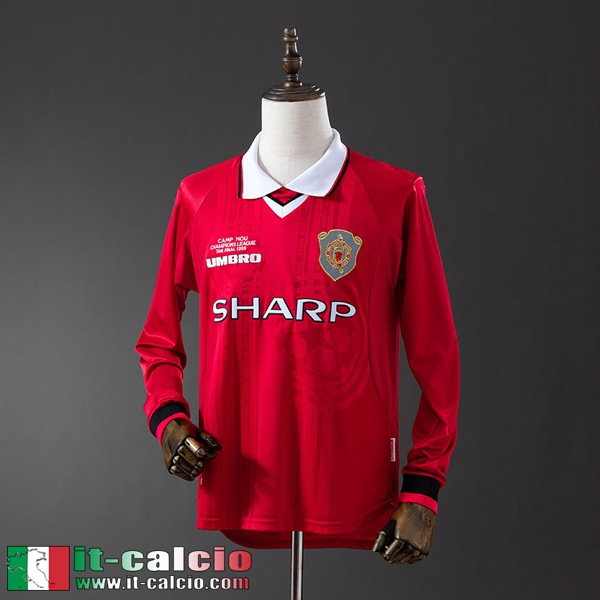 Retro Maglie Calcio Manchester United Prima Uomo Manga Larga 1999 00 FG858