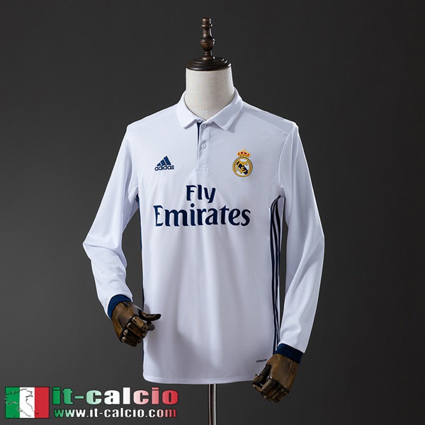 Retro Maglie Calcio Real Madrid Prima Uomo Manga Larga 16 17 FG961