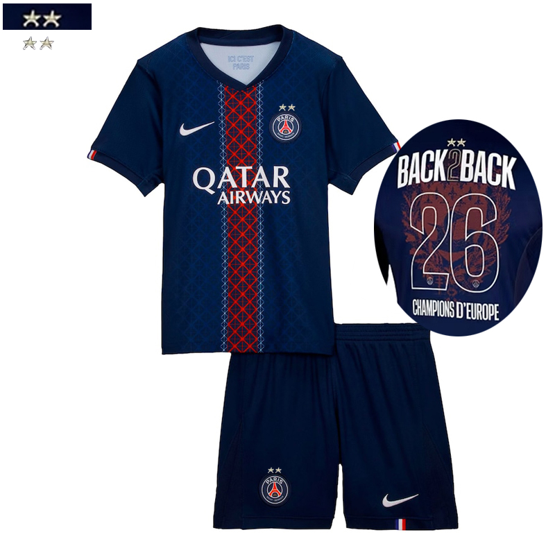 Maglie Calcio PSG Prima 26 # Champions BACK2BACK Bambino 25 26