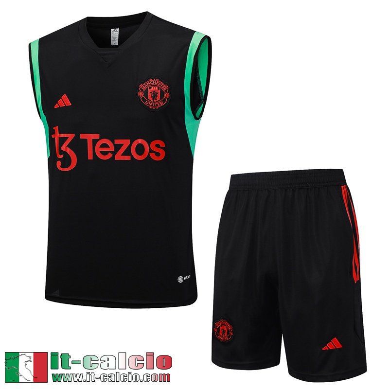 Manchester United Tute Calcio Senza maniche nero Uomo 2023 2024 TG971